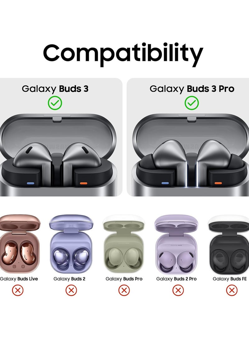 دكينج متوافق مع Samsung Galaxy Buds3 / 3Pro ، غلاف سماعة TPU الشفاف مع فرشاة تنظيف وحلقة تسلق (مضاد للأصفر) يدعم الشحن اللاسلكي. واضح - Image 3