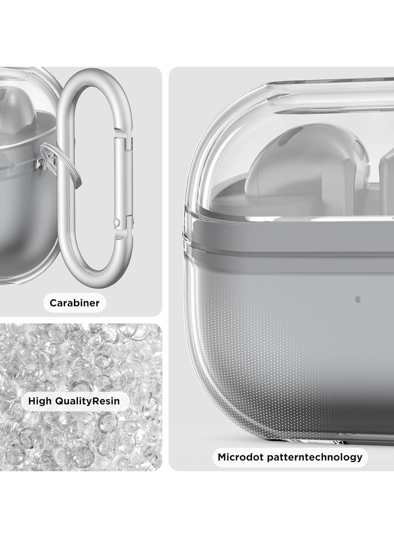 دكينج متوافق مع Samsung Galaxy Buds3 / 3Pro ، غلاف سماعة TPU الشفاف مع فرشاة تنظيف وحلقة تسلق (مضاد للأصفر) يدعم الشحن اللاسلكي. واضح - Image 4