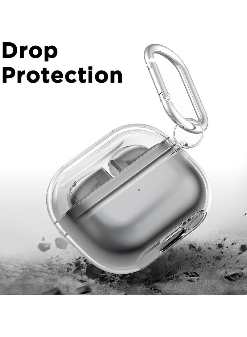 دكينج متوافق مع Samsung Galaxy Buds3 / 3Pro ، غلاف سماعة TPU الشفاف مع فرشاة تنظيف وحلقة تسلق (مضاد للأصفر) يدعم الشحن اللاسلكي. واضح - Image 5