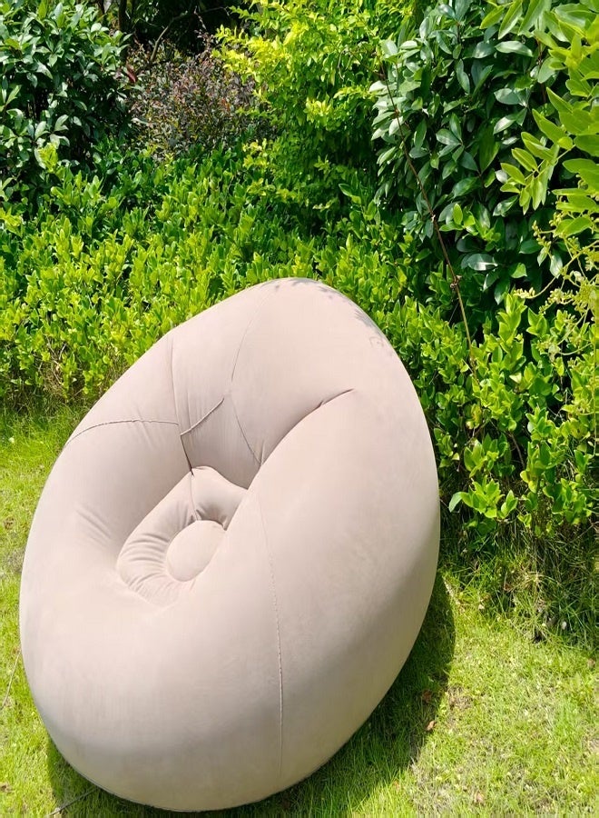 Flocked inflatable sofa, single-person spherical sofa, foldable outdoor leisure sofa, bedroom lazy person air adventure, portable inflatable lounge chair, bean bag, suitable for leisure, relaxation, reading, watching TV series and games - Image 1