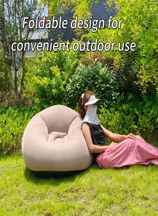 Flocked inflatable sofa, single-person spherical sofa, foldable outdoor leisure sofa, bedroom lazy person air adventure, portable inflatable lounge chair, bean bag, suitable for leisure, relaxation, reading, watching TV series and games - Image 4