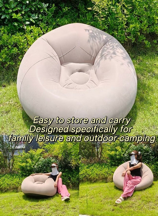 Flocked inflatable sofa, single-person spherical sofa, foldable outdoor leisure sofa, bedroom lazy person air adventure, portable inflatable lounge chair, bean bag, suitable for leisure, relaxation, reading, watching TV series and games - Image 3