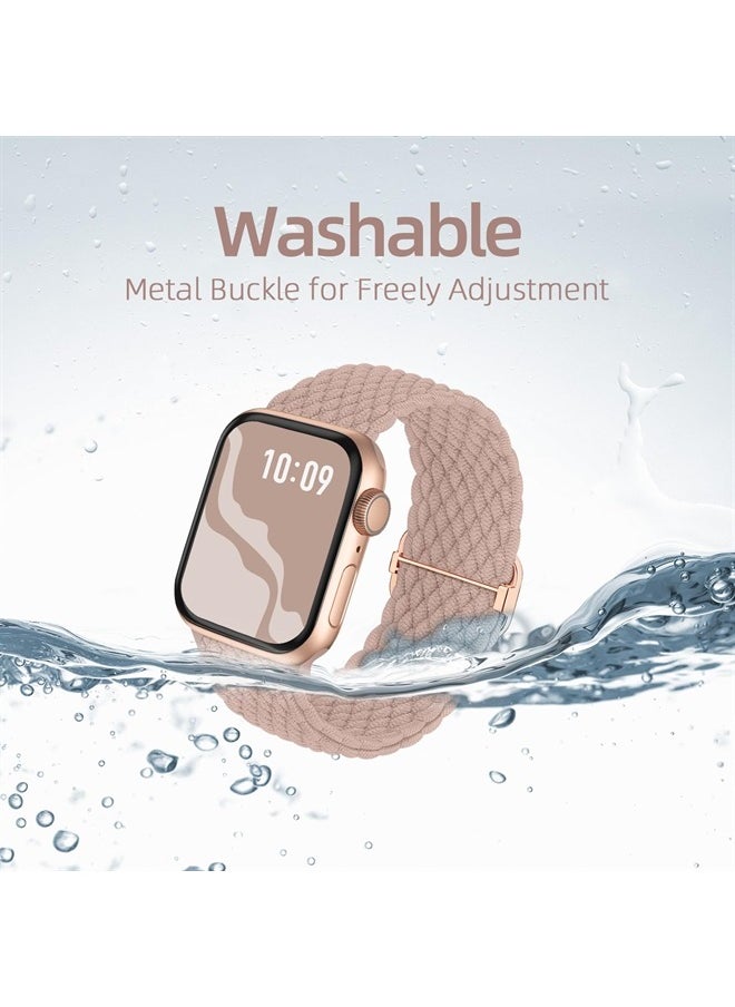 Suitisbest - Braided Stretchy Solo Loop Compatible for Apple Watch Band 38mm 40mm 41mm 42mm 44mm 45mm 49mm for Women Men, Nylon Elastic Straps Wristbands for iWatch Series 8 7 6 SE 5 4 3 2 1 Ultra, 4Packs - Image 1