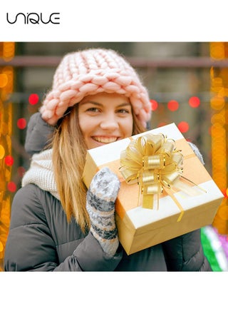 20 Pieces Pull Bow Wrapping, Ribbon Pull Bows, for Wedding Baskets, Multicolor Ribbon Bow to Wrap Box or Floral Decoration, 6 Inches Diameter, (Gold) - view 5