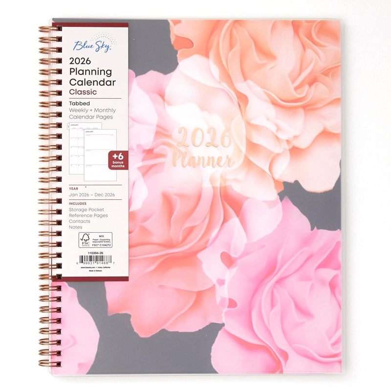 Blue Sky 2026 Weekly and Monthly Planner Calendar, January 2026 - December 2026, 8.5" x 11", Flexible Cover, Laminated Tabs, Durable Twin Wire Binding, Storage Pocket, Joselyn - Image 1
