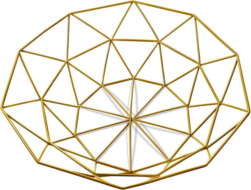 IBWell Geometric Metal Wire Fruit Bowl Iron Arts Fruit Storage Baskets for Kitchen Counter Gold Normal - Image 3