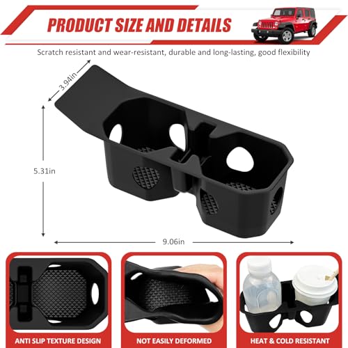 Utiiy Cup Holder Coaster Fit for 2018-2024 Jeep Wrangler JL JLU 4XE/Gladiator JT Accessories, Cup Holder Mat Pad Inserts Interior CupHolder Liner for 2024 Jeep Wrangler(for Wrangler&Gladiator) - Image 5