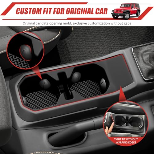 Utiiy Cup Holder Coaster Fit for 2018-2024 Jeep Wrangler JL JLU 4XE/Gladiator JT Accessories, Cup Holder Mat Pad Inserts Interior CupHolder Liner for 2024 Jeep Wrangler(for Wrangler&Gladiator) - Image 4