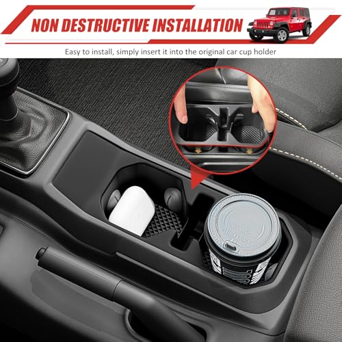 Utiiy Cup Holder Coaster Fit for 2018-2024 Jeep Wrangler JL JLU 4XE/Gladiator JT Accessories, Cup Holder Mat Pad Inserts Interior CupHolder Liner for 2024 Jeep Wrangler(for Wrangler&Gladiator) - Image 3