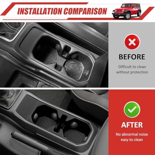 Utiiy Cup Holder Coaster Fit for 2018-2024 Jeep Wrangler JL JLU 4XE/Gladiator JT Accessories, Cup Holder Mat Pad Inserts Interior CupHolder Liner for 2024 Jeep Wrangler(for Wrangler&Gladiator) - Image 2
