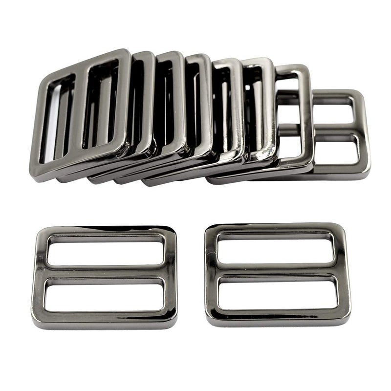 DGOL 10pcs 1 inch Zinc Alloy Slider Tri-glide Buttons Webbing Strap Tri Glide Adjustable Buckle Fasteners (Gun Metal) - Image 1