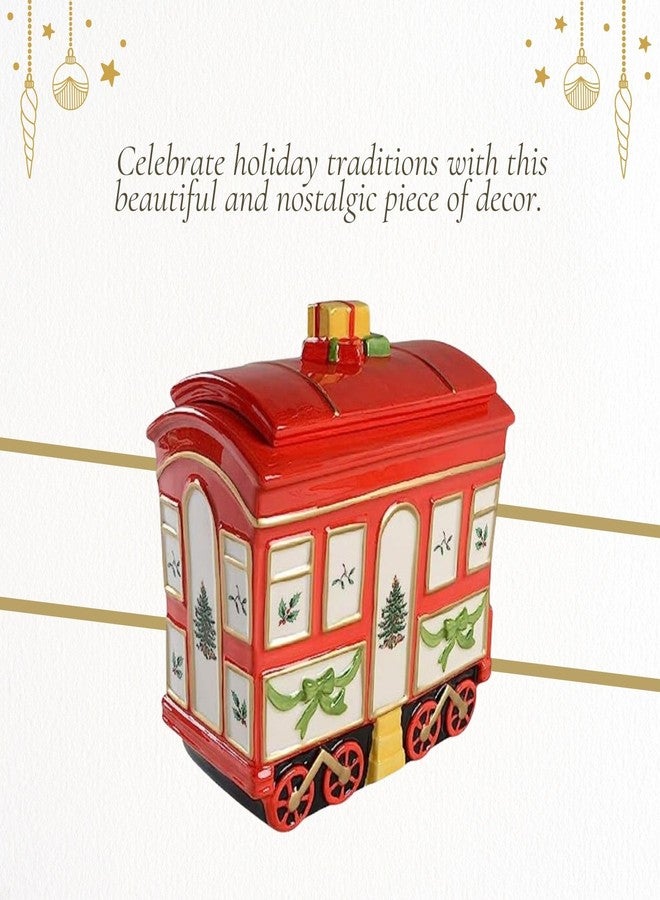 Spode Christmas Tree Cookie Jar with Lid, 8.5" Ceramic Holiday Train Car Dish for Cookies, Candy, Nuts - Festive Christmas Home Decor & Holiday Treats Jar - Great for Collectors - Image 5