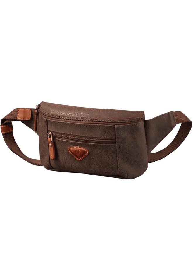JUMP Uppsala Bum Bag-Chocolate Brown-13 cms Waist Pouch with Adjustable Belt Polysuede Material with Leather Trimmings Fashion Bag for Men and Women - Image 1