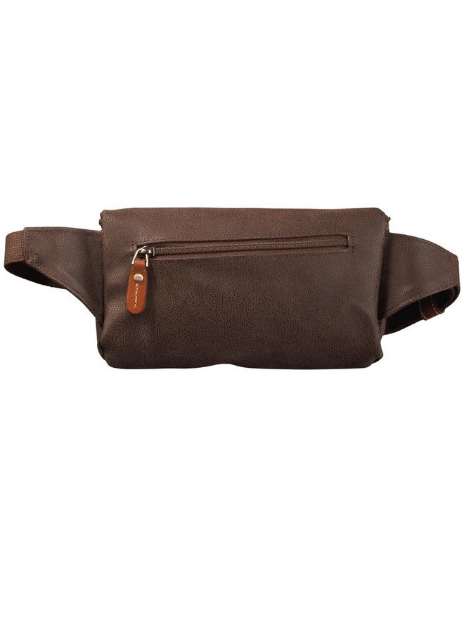 JUMP Uppsala Bum Bag-Chocolate Brown-13 cms Waist Pouch with Adjustable Belt Polysuede Material with Leather Trimmings Fashion Bag for Men and Women - Image 3