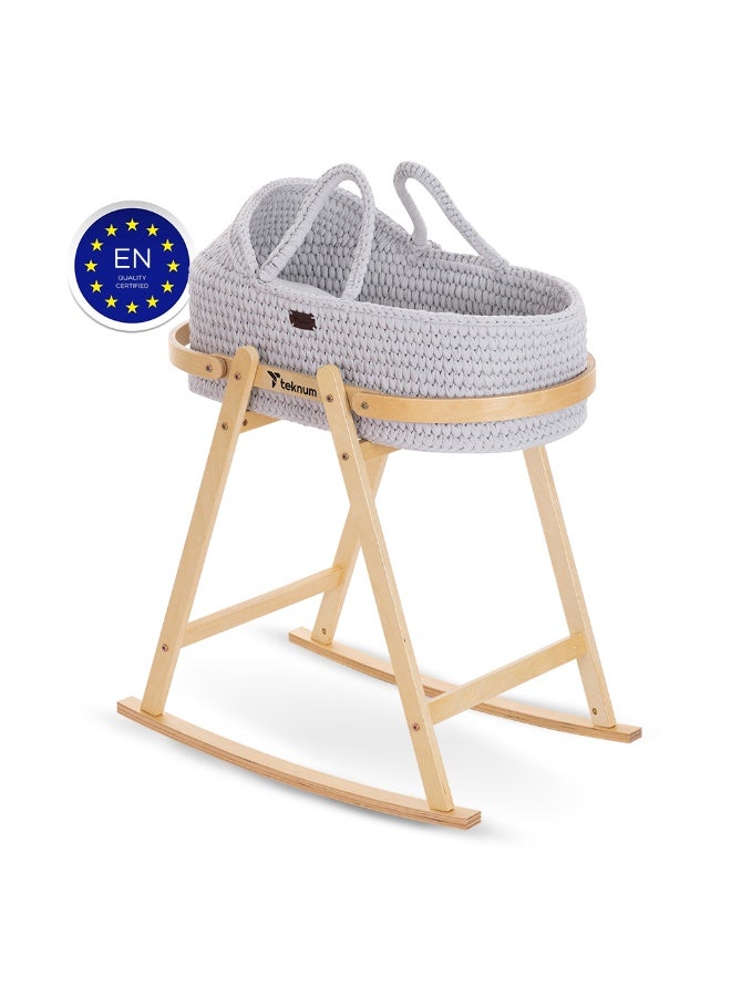 TEKNUM Moses Rope Basket with Stand - Grey - Image 3