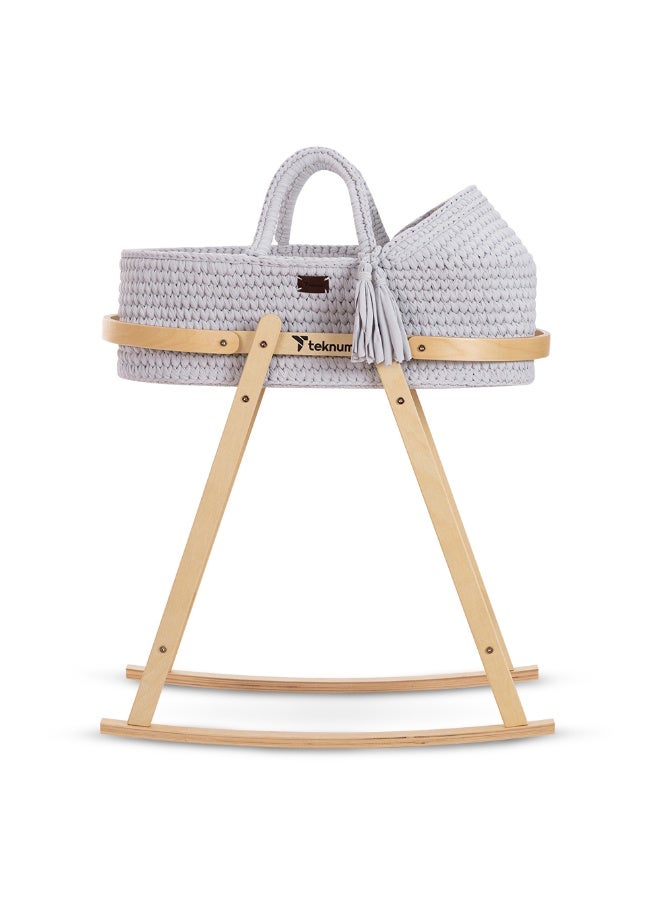 TEKNUM Moses Rope Basket with Stand - Grey - Image 1