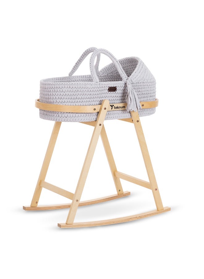 TEKNUM Moses Rope Basket with Stand - Grey - Image 5