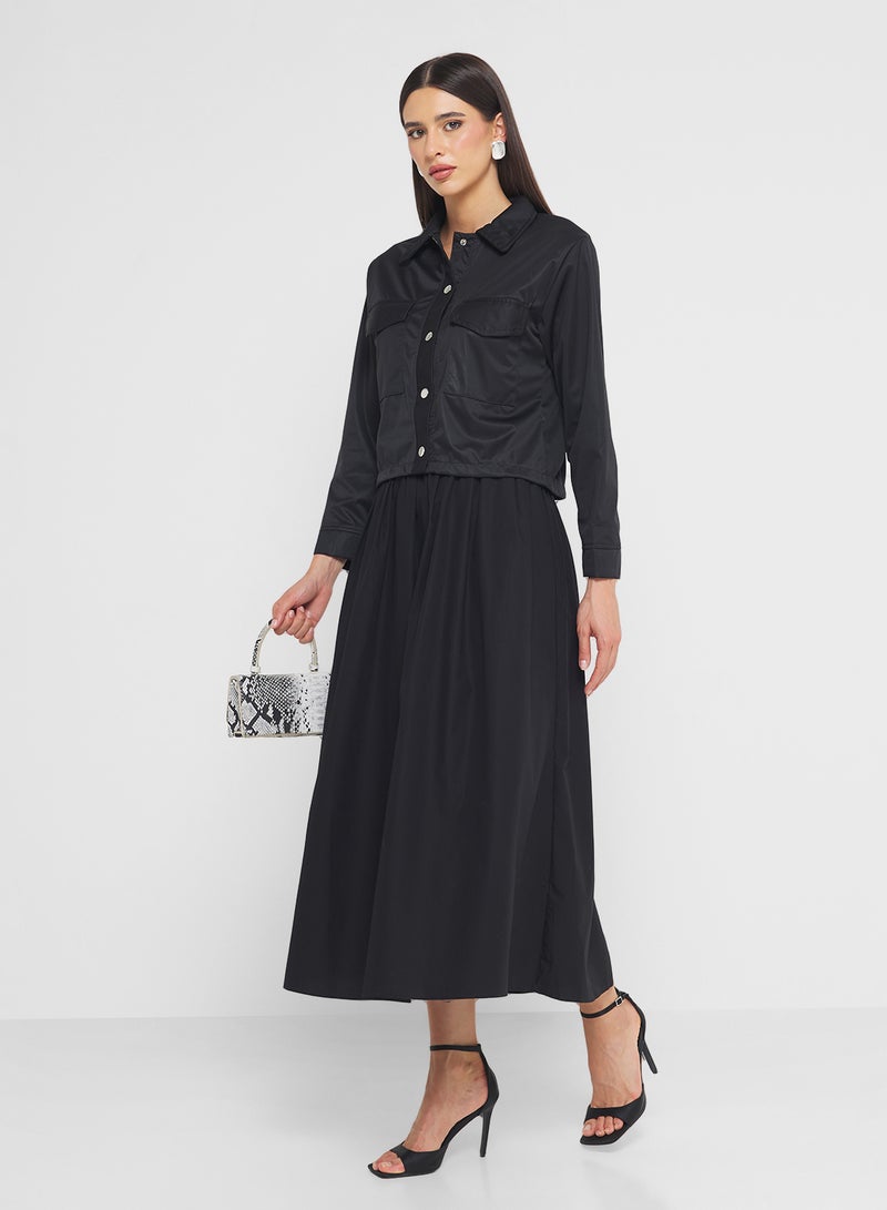 FYOR Black Pleated Maxi Skirt - Image 4