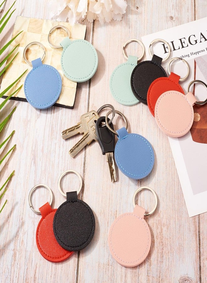BB Beadthoven 10Pcs Round Leather Keychains Colorful Keychain Blanks Bulk Bag Charms Round Shape Pendants Keychain Holders with Key Rings for Purse Backpacks Hanging Ornaments Car Keys Making - Image 5