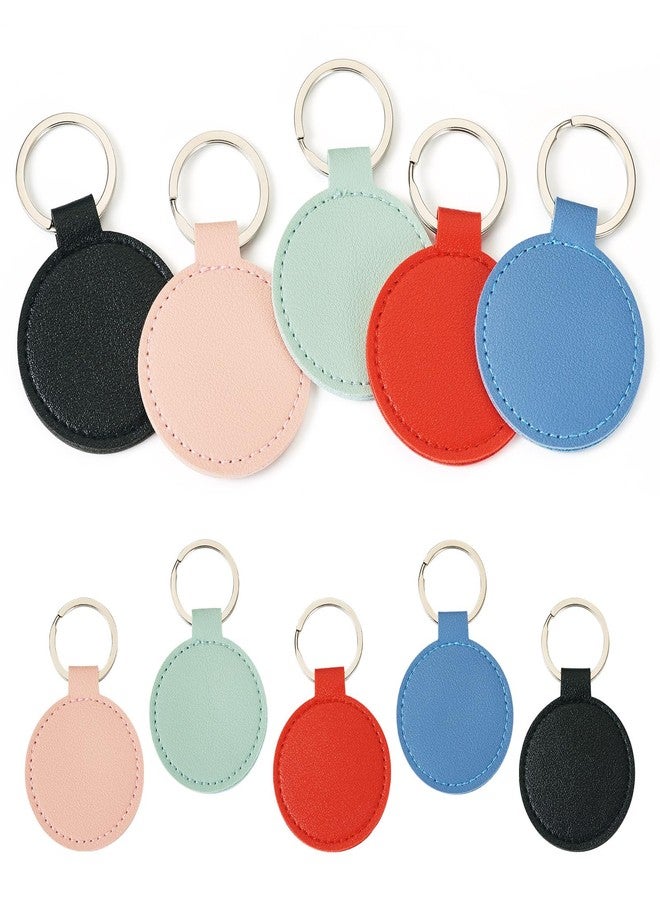 BB Beadthoven 10Pcs Round Leather Keychains Colorful Keychain Blanks Bulk Bag Charms Round Shape Pendants Keychain Holders with Key Rings for Purse Backpacks Hanging Ornaments Car Keys Making - Image 1