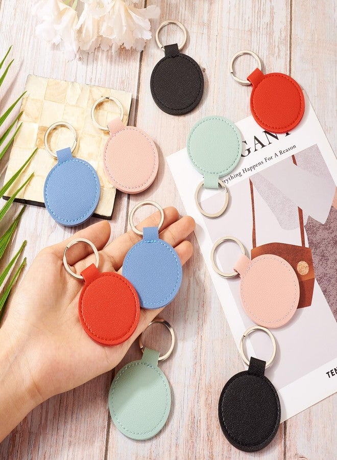 BB Beadthoven 10Pcs Round Leather Keychains Colorful Keychain Blanks Bulk Bag Charms Round Shape Pendants Keychain Holders with Key Rings for Purse Backpacks Hanging Ornaments Car Keys Making - Image 4