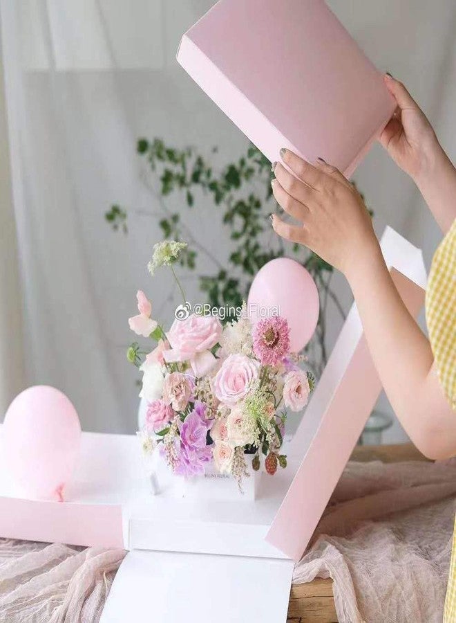 IRIDESCENT Surprise Explosion Flower Gift Box 10 * 10 * 14 inches- For Marriage Proposal Birthday Party Christmas Any Surprise Event (Without flower (Gold (Box only - Image 3