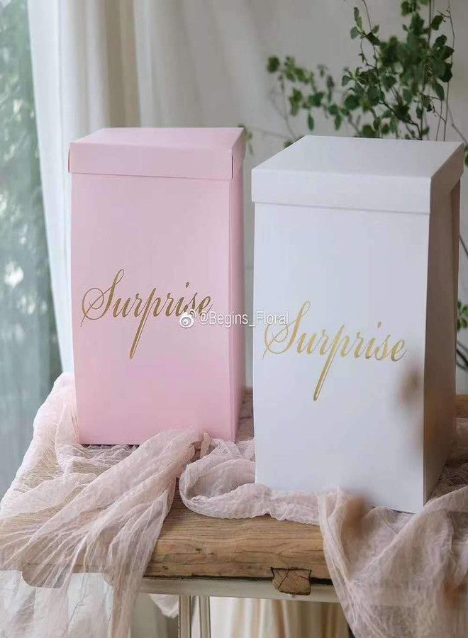 IRIDESCENT Surprise Explosion Flower Gift Box 10 * 10 * 14 inches- For Marriage Proposal Birthday Party Christmas Any Surprise Event (Without flower (Gold (Box only - Image 4