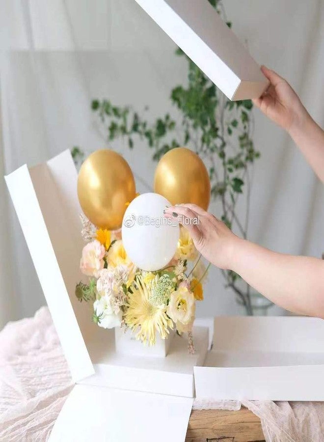 IRIDESCENT Surprise Explosion Flower Gift Box 10 * 10 * 14 inches- For Marriage Proposal Birthday Party Christmas Any Surprise Event (Without flower (Gold (Box only - Image 2