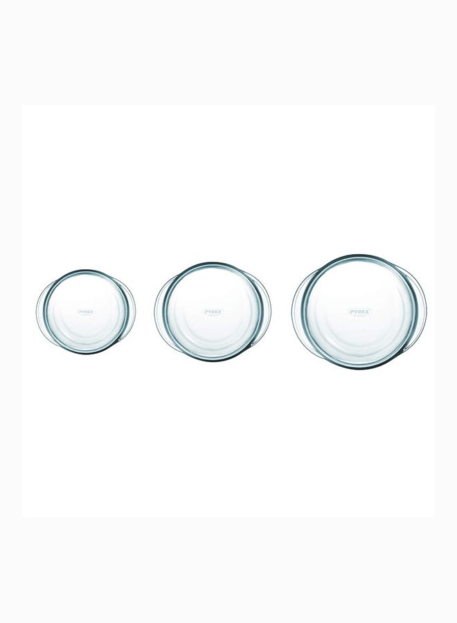 Pyrex Essentials Casserole Set Of 3 Round 3L(27x23cm)+2.1L(24x20cm)+1.3L(21x18cm) Clear - Image 2