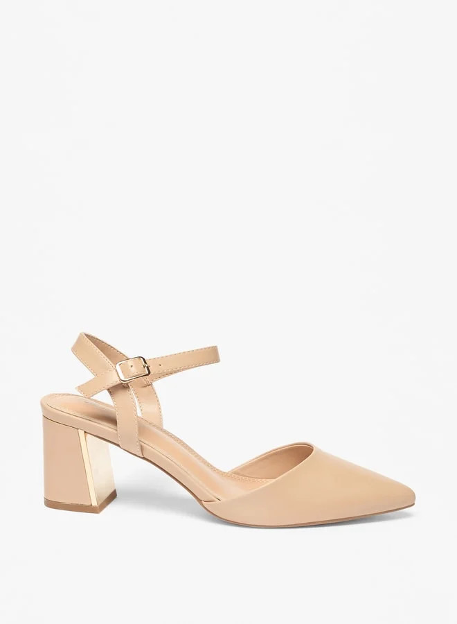 سيليست Women's Solid Sandals with Buckle Closure and Block Heels