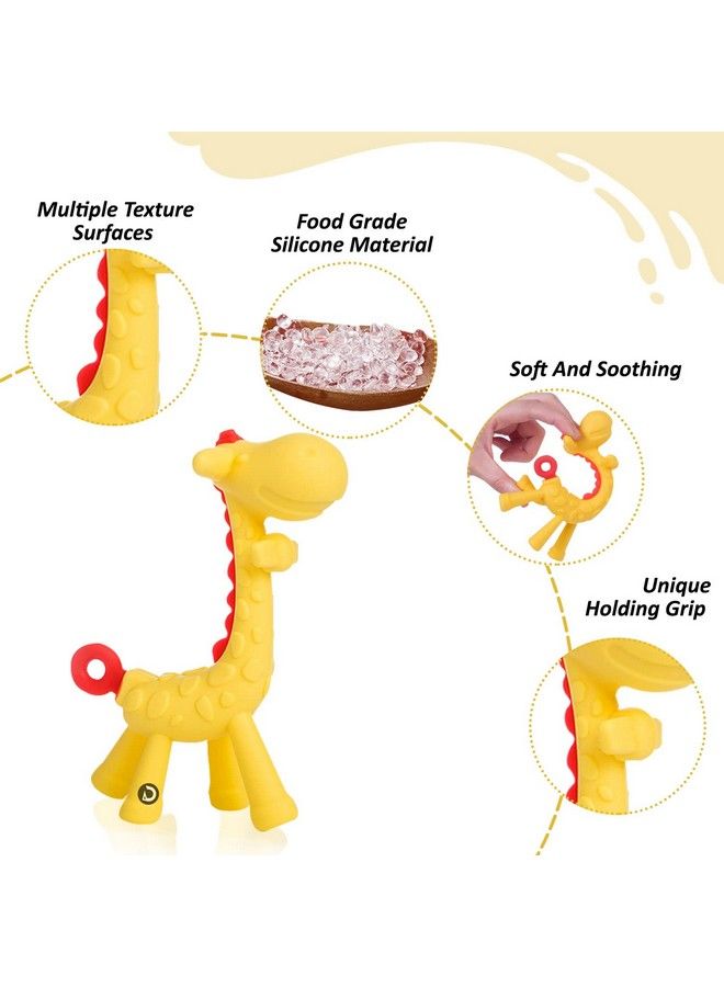 DaKos Teether Soother For New Born Teether And Soother For Baby Baby Mitten Teether Baby Chew Toys For Sucking Needs Sensory Teether Toy (Animal Shaped Giraffe Yellow) - Image 4