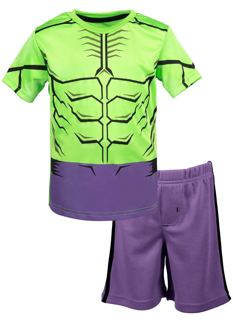 Marvel Avengers Hulk Toddler Boys Breathable Graphic T-Shirt & Breathable Shorts The Hulk 4T - Image 1