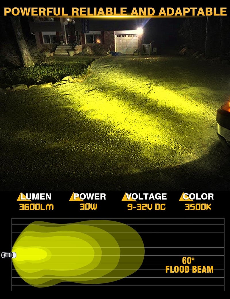 Chelhead User friendly optimized build Slim Led Light bar, 7 Inch Light Bar Flood Beam Yellow Fog Light Single Row 30W 3600lm led headlight bar for Motorcycle ATV Offroad Trucks Boat General purpose design - Image 2