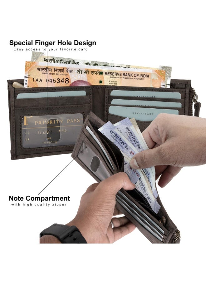 Rigohill Coffee Brown Leather Wallet for Men | RFID Blocking Mens Wallet | Wallets Men Leather - Image 2