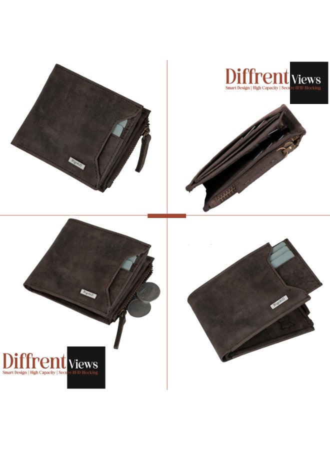 Rigohill Coffee Brown Leather Wallet for Men | RFID Blocking Mens Wallet | Wallets Men Leather - Image 4