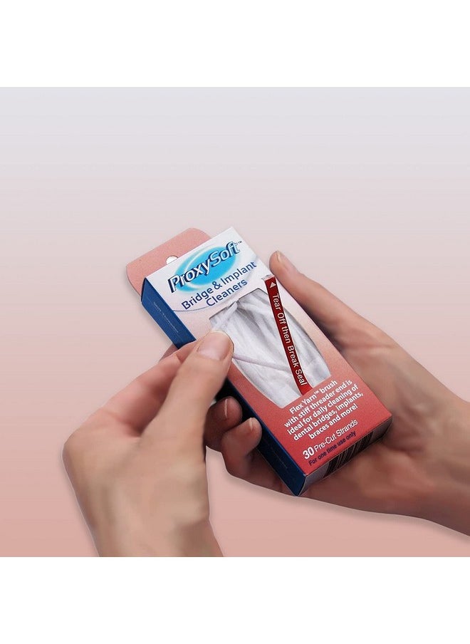 Proxysoft - Dental Floss For Bridges And Dental Implants For Optimal Oral Hygiene Floss Threaders For Bridges And Implants With Extrathick Proxy Brush Bridge And Implant Cleaners (30 Strands) By Proxysoft - Image 1