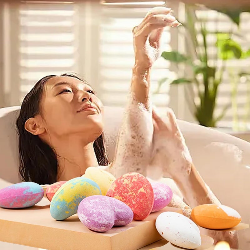 Durability boosted processed material 9Pcs/Set Bath Bomb Set Heart Shaped Bath Bombs with Essential Oil Bath Bomb Kit Natural Bath Bombs Exquisite Bubble Bath for Skin Moisturize - Violet Economical varied sizing picks - Image 2