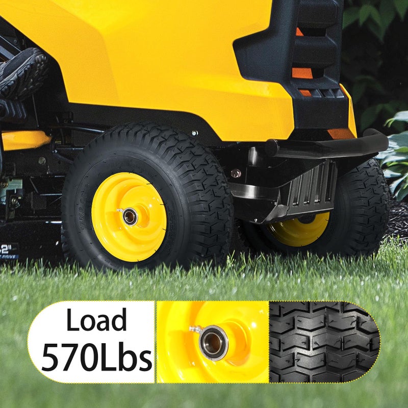 RONPOW 15x6.00-6nhs Lawn Mower Tires and Wheels, Riding Lawn Mower and Tractor Front Pneumatic Tire Replacement Assembly, Compatible with john deere Mower, 3" Offset Hub, 3/4" Bearing, 2Pack Yellow - Image 5