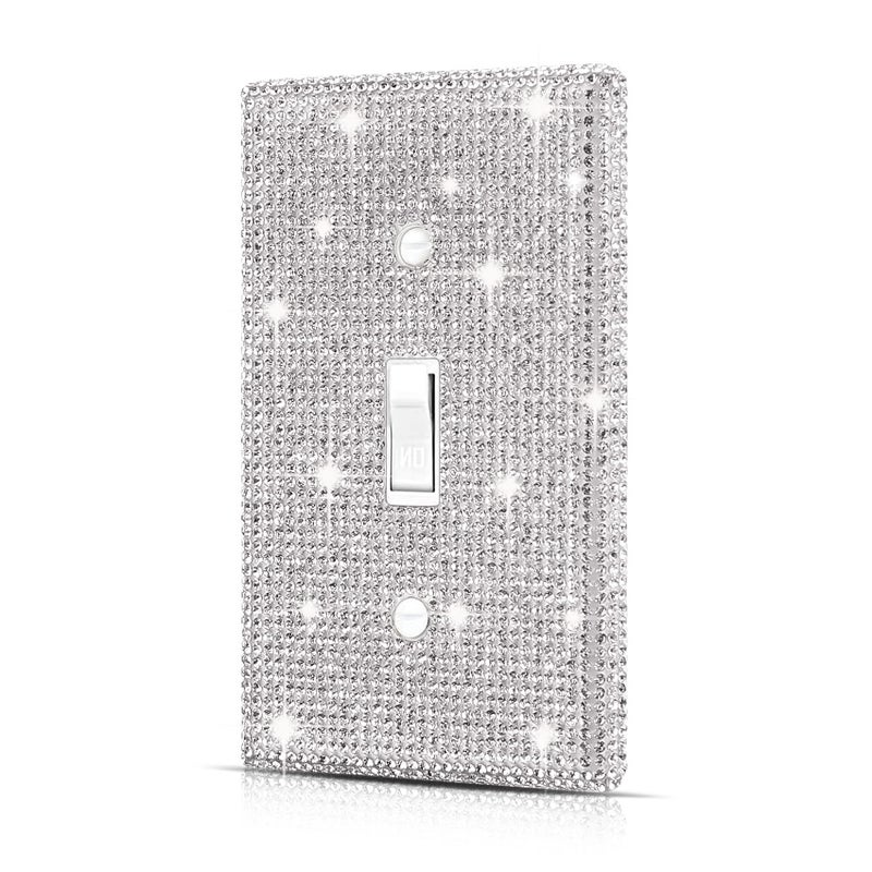 Wall Plate Light Switch Cover Standard Size 450 x 276 Dengduoduo Silver Rhinestones Bling Decorative Wall Plate Light Switch Outlet Cover for Bedroom Accessories Home Decor Single Gang Toggle