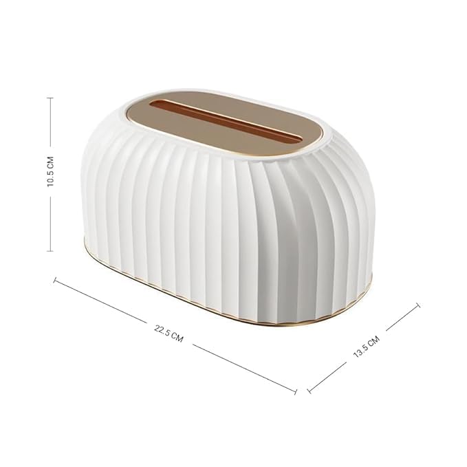JAMBUVANTI Streak Tissue Box Holder with Automatic Spring/Desktop Facial Paper Towel Dispenser for Office, Home, Restaurants, cafes, Hotels & Hospitals (Pearl White) - Image 2