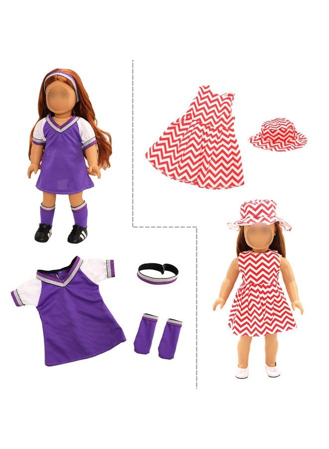 Barwa 18 Inch Doll Clothes And Accessories 5 Sets Clothes Dress Outfits With 2 Pairs Shoes For 18 Inch Dolls - Image 4