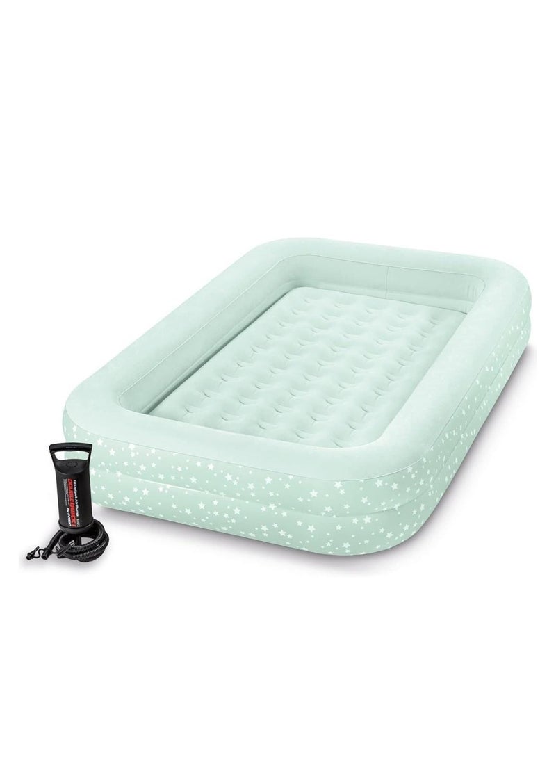 INTEX Inflatable Kids Travel Bed Set with Hand Pump Portable Toddler Air Mattress for Ages 3-6 – Soft, Durable & Leak-Proof Blow-Up Bed with Safety Bumpers – Compact Sleeping Solution with Carry Bag for Travel, Camping & Sleepovers  - Image 2