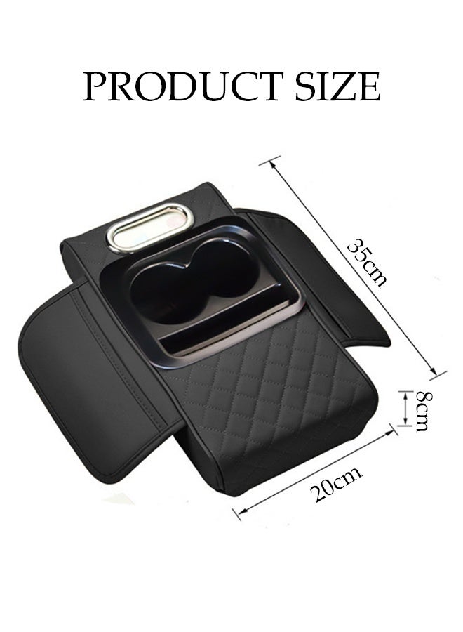 DUNISO Multifunctional Car Armrest Cover Cushion 3in1 Car Tissue Box Cup Holder Auto Center Console Armrest Pillow Comfortable Car Armrest Pads with Storage Grid for Most Vehicles, SUVs, Trucks, Cars - Image 4