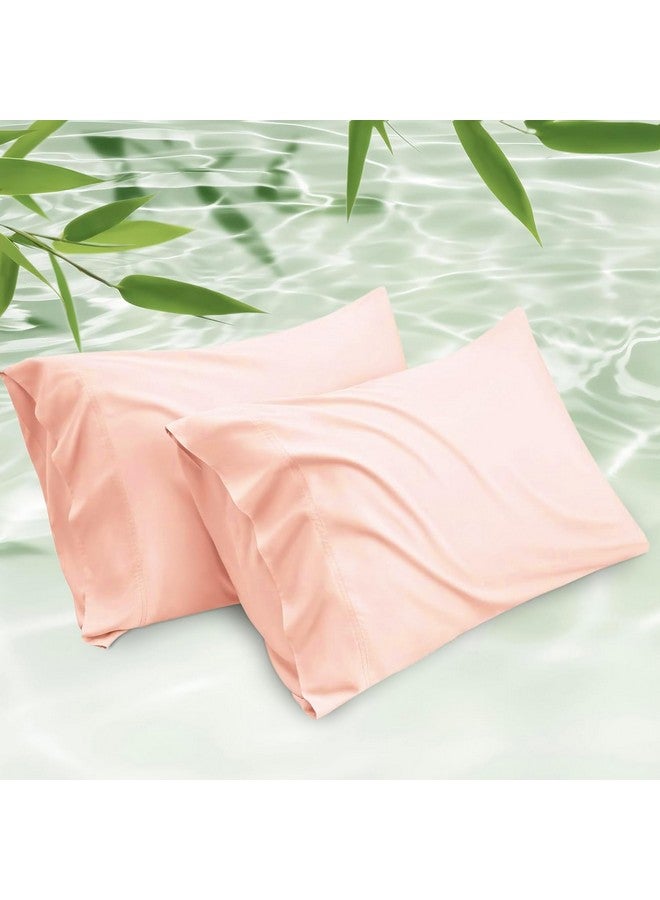 Mush طقم أغطية وسائد موش من الخيزران مكون من 2 | 400 TC | غطاء وسادة 100% خيزران للشعر والبشرة | تنفس، ناعم كالحرير وأكياس وسائد على شكل ظرف للذين ينامون بحرارة والتعرق الليلي | 17"x 27" (خوخي، كينغ) - Image 1