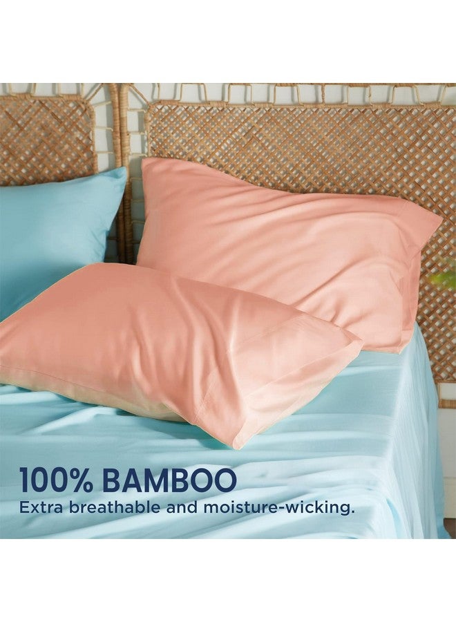 Mush طقم أغطية وسائد موش من الخيزران مكون من 2 | 400 TC | غطاء وسادة 100% خيزران للشعر والبشرة | تنفس، ناعم كالحرير وأكياس وسائد على شكل ظرف للذين ينامون بحرارة والتعرق الليلي | 17"x 27" (خوخي، كينغ) - Image 2