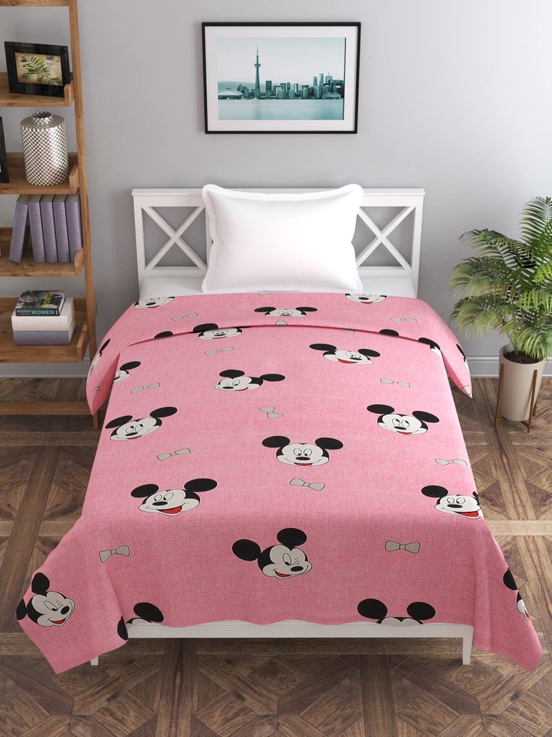 MORADO® Glace Cotton 210 TC Duvet Cover for Single Bed | 60x90 Inches Quilt/Razai/Blanket Cover with Zipper Closure | Soft & Durable Fabric (Pink Mickey, 60x90 Inches Single) - Image 2
