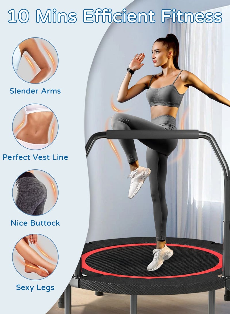 ليوكور ترامبولين قابل للطي مقاس 40 بوصة مع مقبض قابل لضبط الارتفاع على 4 مستويات، يتحمل حتى 100 كجم، أداة ارتداد التمارين الرياضية للبالغين والأطفال، تدريب رياضي منزلي، ثابت وهادئ للتمرين الداخلي والخارجي - Image 4