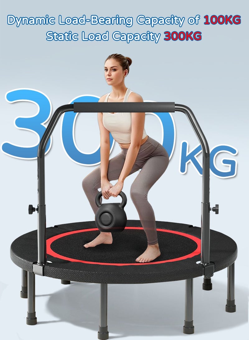 ليوكور ترامبولين قابل للطي مقاس 40 بوصة مع مقبض قابل لضبط الارتفاع على 4 مستويات، يتحمل حتى 100 كجم، أداة ارتداد التمارين الرياضية للبالغين والأطفال، تدريب رياضي منزلي، ثابت وهادئ للتمرين الداخلي والخارجي - Image 2