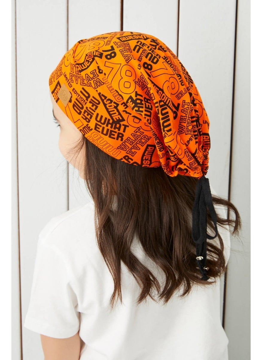 Babygiz Girl Child Orange Black Yarn 4 Season Hat Beanie Buff Ultra Soft Combed Cotton  - Image 3