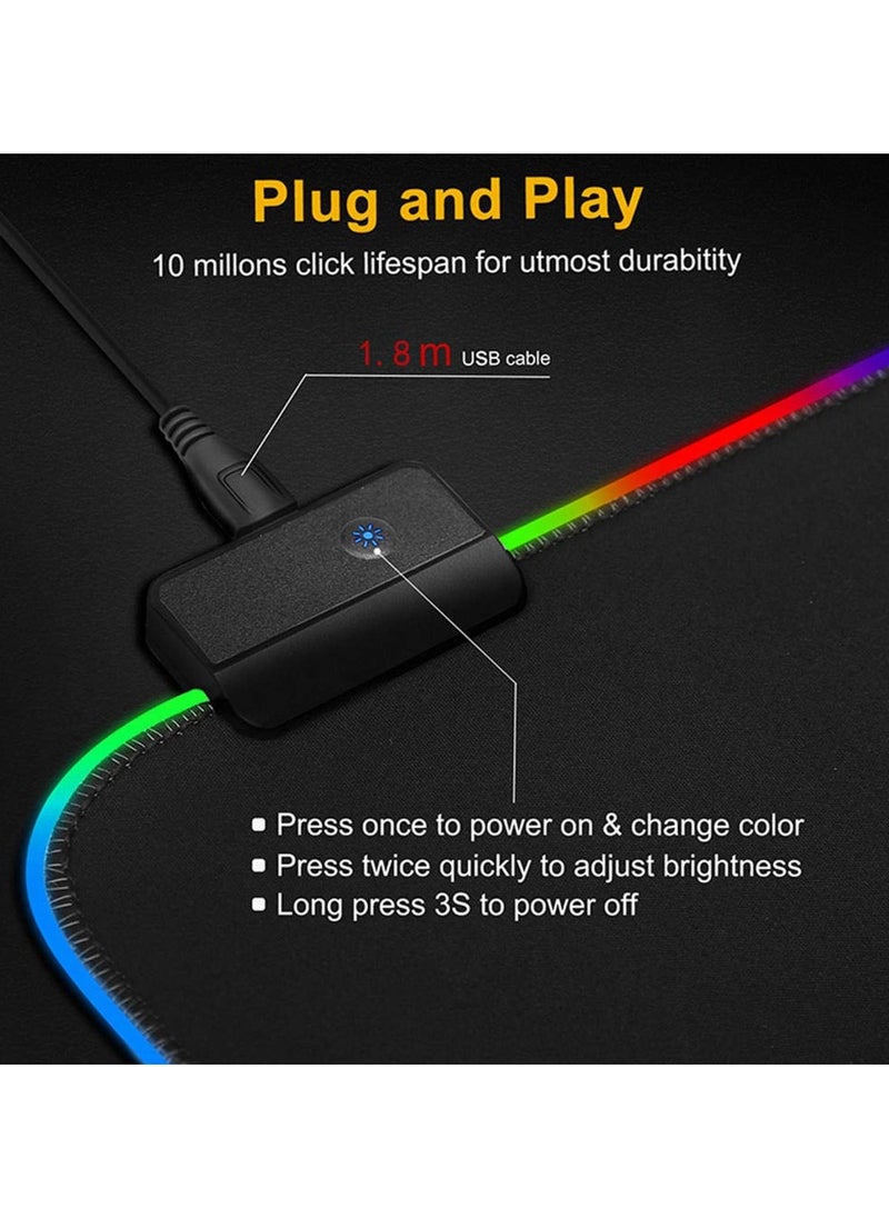 RGB Mouse Pad Gaming Fabric Mouse Pad (with Premium Textured Surface for Wireless or Wired Computer) PC Desktop Mouse